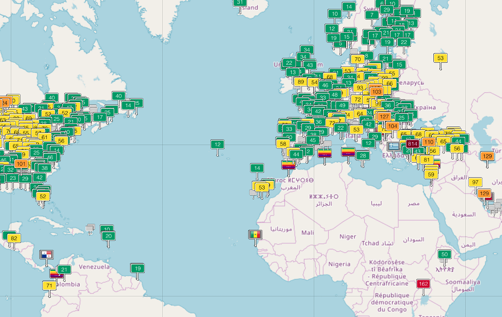mapa de contaminación en tiempo real